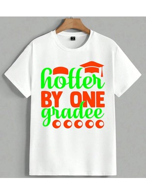 Noften Graduasyon Egitim Baski Unisex Oversize Tişört Beyaz