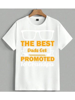 The Best Dads Promoted Sari Unisex Oversize Tişört Beyaz