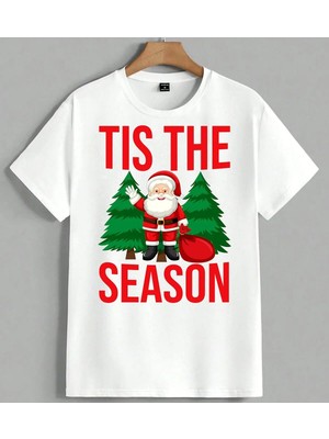 Tis The Season Noel Baba Unisex Oversize Tişört Beyaz