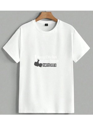 Twitches Logo Baspark Gest Unisex Oversize Tişört Beyaz