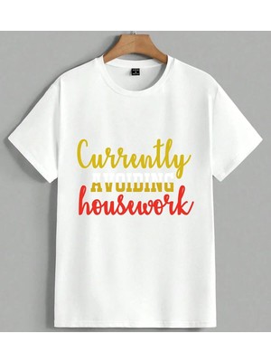 Currently Building Housework Unisex Oversize Tişört Beyaz