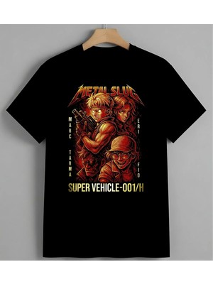 Metal Slug Arcade Oyun Kirmizi Unisex Erkek Kadın Oversize Tişört Siyah