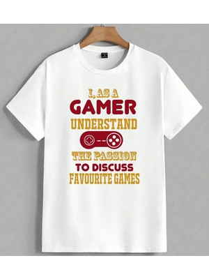 Gamer Tutkusu Oyun Kontrol Unisex Oversize Tişört Beyaz