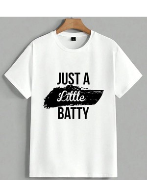 Just A Little Batty Dovme Unisex Oversize Tişört Beyaz