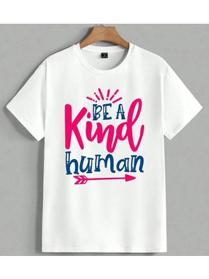 Bea Kinn Hunman Motivasyon Unisex Oversize Tişört Beyaz