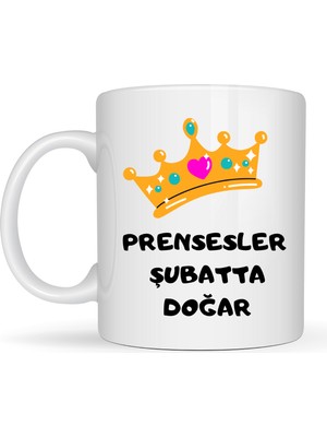 Ny Joy Prensesler Şubatta Doğar Yazılı Kupa Model 246 Taç Detaylı Doğum Ayı Temalı Seramik Kahve K