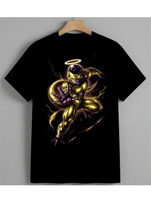 Melek Figur Sari Aura Unisex Erkek Kadın Oversize Tişört Siyah