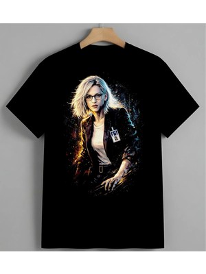 Kadin Portre Su Boya Sanat Unisex Erkek Kadın Oversize Tişört Siyah