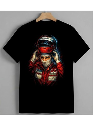 Ninja Kizi Kirmizi Kostum Unisex Erkek Kadın Oversize Tişört Siyah