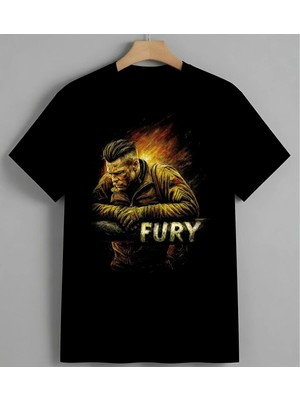 Fury Ates Kanatli Savasc Syh Unisex Erkek Kadın Oversize Tişört Siyah