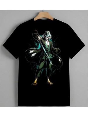 Anime Kiz Beyaz Yesilbask Baskılı Unisex Erkek Kadın Oversize Tişört Siyah