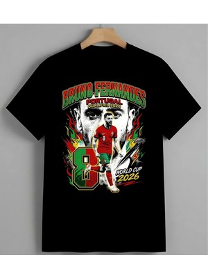 Bruno Fernandes Portugal Syh Unisex Erkek Kadın Oversize Tişört Siyah