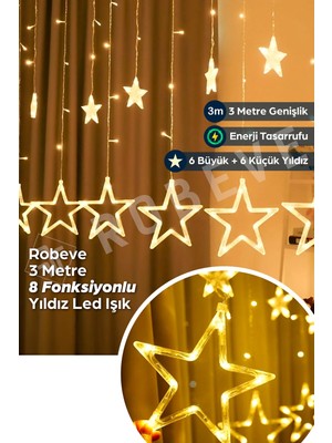 St. Morritz 138 Ledli Yıldız Perde Işık 3 M Yılbaşı Işığı LED Işık Saçak LED Yılbaşı Perde LED