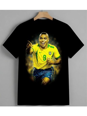 Futbolcu Brezilya Sari Syh Unisex Oversize Tişört Siyah