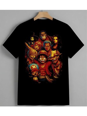 Kirmizi Superkahraman Anime Unisex Erkek Kadın Oversize Tişört Siyah