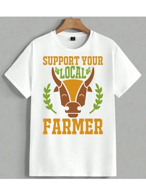 Yerel Ciftci Local Farmer Unisex Oversize Tişört Beyaz