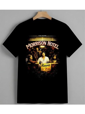 Morrison Hotel Vintage Afis Unisex Erkek Kadın Oversize Tişört Siyah