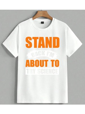 Stand About To Turuncu Yazi Unisex Oversize Tişört Beyaz