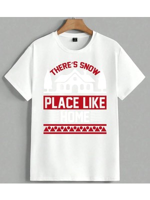 Theres Snow Place Like Kis Unisex Oversize Tişört Beyaz