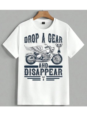 Drop Clear Motosiklet Kanat Unisex Oversize Tişört Beyaz