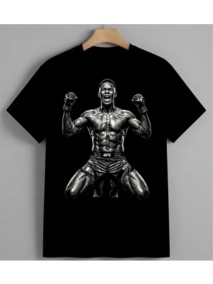 Ufc Dovesu Kasli Sporcu Zafer Baskılı Unisex Erkek Kadın Oversize Tişört Siyah