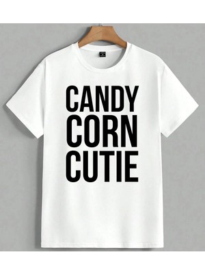 Candy Corn Cutie Sade Unisex Oversize Tişört Beyaz