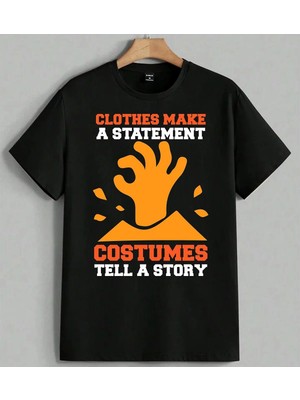 Clothes Make Costumes Kiyafet Baskılı Unisex Erkek Kadın Oversize Tişört Siyah