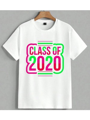 Class Of Mezuniyet Renkli Unisex Oversize Tişört Beyaz