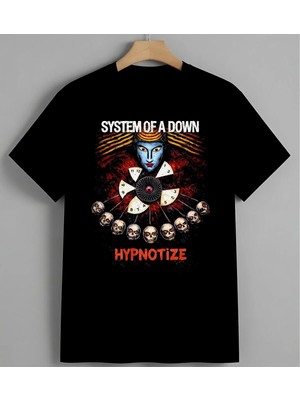 Hipnotiz Mistik Yuz Kuru Kafa Syh Unisex Erkek Kadın Oversize Tişört Siyah