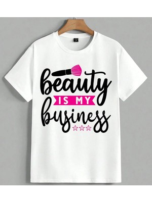 Beauty Is My Business Makyaj Unisex Oversize Tişört Beyaz