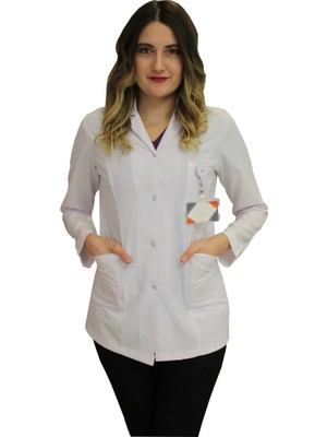 St. Morritz Gömlek Yaka Kadın Kısa Boy - Uzun Kol Doktor Önlüğü , Öğretmen Önlüğü , Hastane Forması Beyaz Önlük