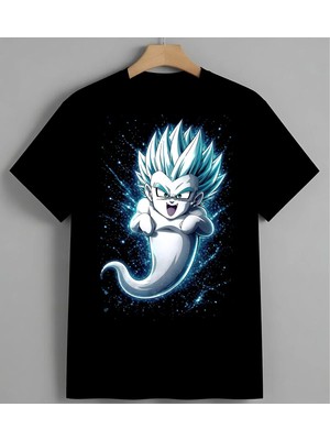 Mavi Transform Anime Karakter Unisex Erkek Kadın Oversize Tişört Siyah