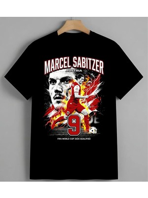 Marcel Sabitzer Futbol Posteri Unisex Erkek Kadın Oversize Tişört Siyah