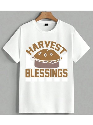 Harvest Blessings Pastas Unisex Oversize Tişört Beyaz