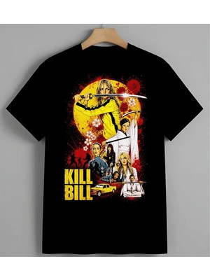 Kill Bill Aksiyon Filmi Sari Unisex Erkek Kadın Oversize Tişört Siyah
