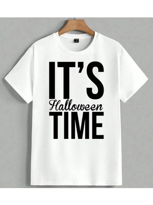It Is Halloween Halloween Time Unisex Oversize Tişört Beyaz
