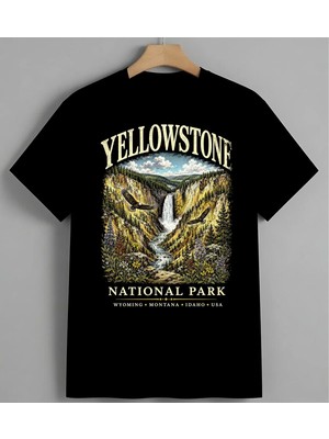 Yellowstone Milli Park Sari Unisex Erkek Kadın Oversize Tişört Siyah