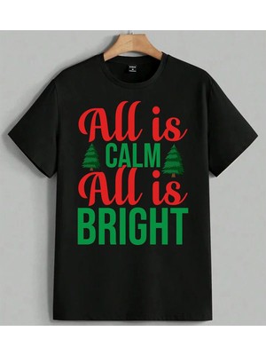 All Is Calm Noil Baskisi Baskılı Unisex Erkek Kadın Oversize Tişört Siyah