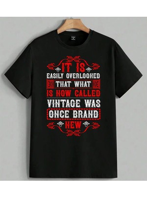 It Is Now Called Vintage Baskılı Unisex Erkek Kadın Oversize Tişört Siyah