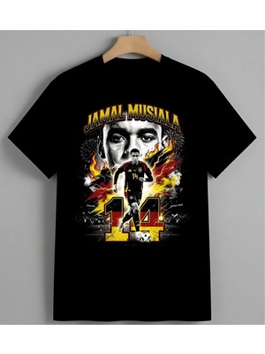 Jamal Musiala Futbolcu Unisex Oversize Tişört Siyah