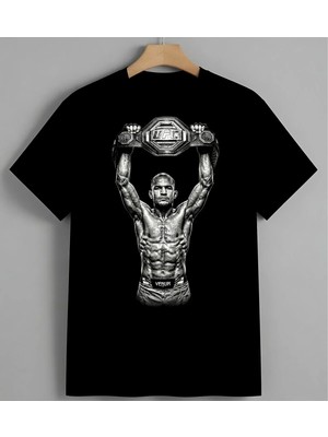 Ufc Sampiyonu Dovus Sporu 8 Unisex Erkek Kadın Oversize Tişört Siyah
