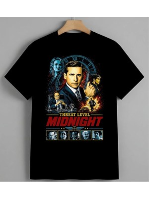 Threat Level Midnight Spy Baskılı Unisex Erkek Kadın Oversize Tişört Siyah