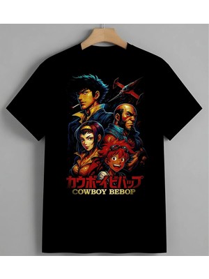 Cowboy Bebop Anime Syh Unisex Erkek Kadın Oversize Tişört Siyah