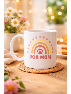 Ny Joy Dog Mom Baskılı Porselen Kupa Model 186 – Köpek Annesi Temalı Sevimli Kahve Kupası – Köpek