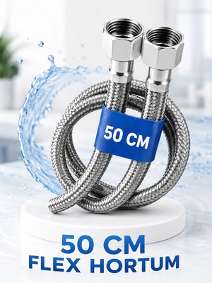 Cina Max 50 cm Paslanmaz Çelik Örgülü Flex Hortum 3/8'x3/8' - Klozet ve Taharet Musluğu Için Dayanıklı Bağlantı Hortumu 5,0 3 Değerlendirme