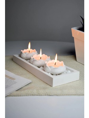 St. Morritz Stantlı Taşlı 3 Adet Gül Mumluk (Tealight Mumlu)