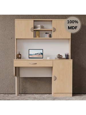 Flances Ladin Mdf Kitaplıklı Dolaplı Çalışma Masası