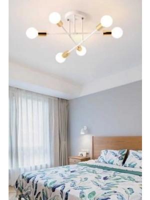 St. Morritz Elisa 6'lı Beyaz Gold Sarı Avize