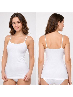 Lumina Seher Ribana Bayan İp Askılı Atlet-Beyaz-6/2XL