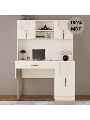 Flances Açelya Mdf Kitaplıklı Dolaplı Çalışma Masası
